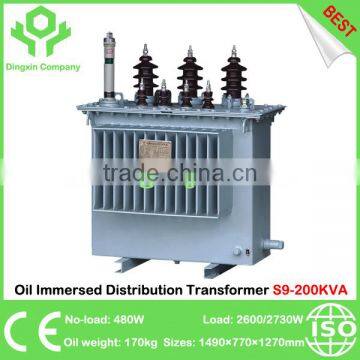 China Best S9-200KVA Oil Immersed Distribution Transformer Yyn0 Dyn11 Dyn5 50Hz or 60Hz