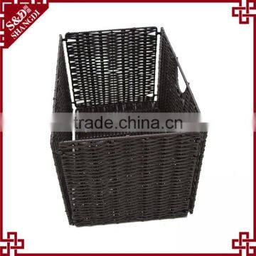 Wholesales Washable PE Rattan Plastic Folding Basket for Supermarket Fruit Vegetable Storage photo-2