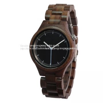 Fashion walnut wood watches all wood band woden clock