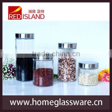 Classic 4pcs/set Glass Jar for kitchenware with stainless steel lid