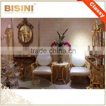 French Louis XV Luxury 18/24K Gold Plated Brass Armchair/ Gilt Royal Throne Armchair For Living Room photo-4