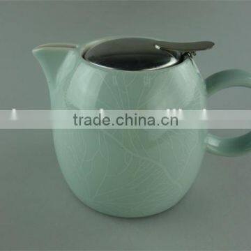 Stock Glazed Ceramic Teapot With Iron Cover With Cheap Price photo-3