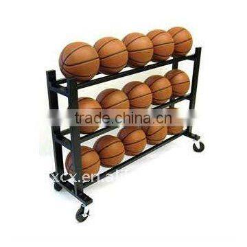 S6204 metal 3-Tier 15 ball storage display rack with wheels