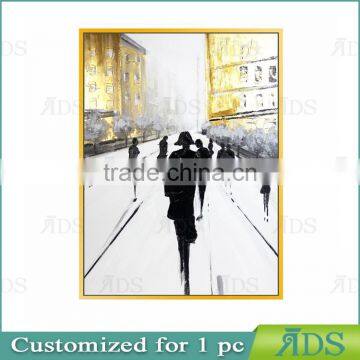 100% Hand Painted Abstract Modern Figure Oil Painting With Gold Foil photo-2