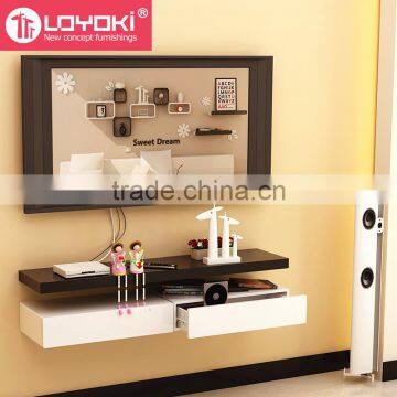 Creative Design Organizer Home Furniture for Storage Wood Wall Mounted Shelf With Drawer photo-4