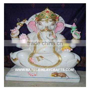 Hand carved Ganesh Statue in Makrana Marble