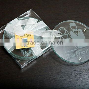 Round clear glass coaster