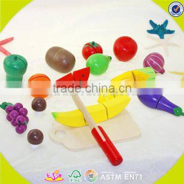 wholesale baby wooden fruit cutting toy, DIY kids wooden fruit cutting toy, role play children wooden fruit cutting toy W10B114