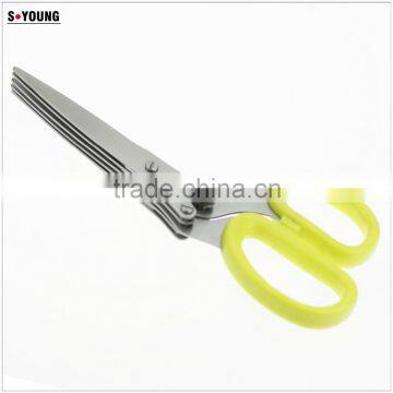 61046 New Design And High Quality snipping shearing Plastic Household Kitchen Stainless Steel 5 Blades herb scissors