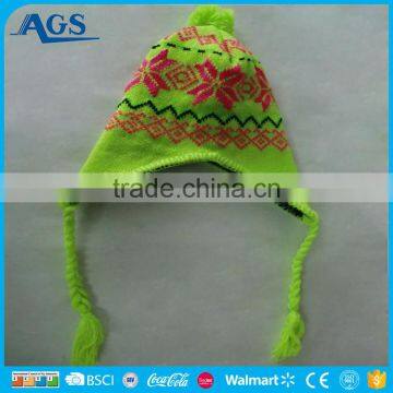 New style ear flap girl winter hat with strings