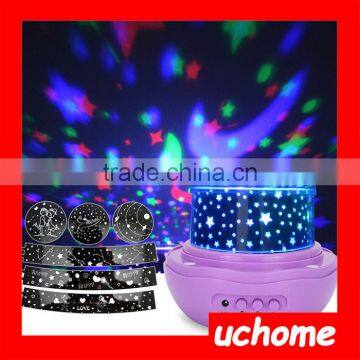 UCHOME 2016 Romantic Rotating Spin Led Night Light Projector Children Kids Baby Sleep Lighting Sky Star Master USB Led Projector