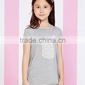 China wholesale girl's long style print pattern t shirt made in China