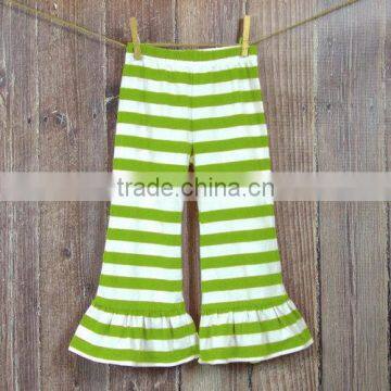 Knitted cotton striped pants ruffle pants for kids wholesale children's boutique clothing