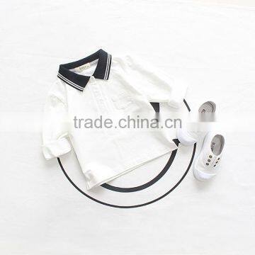 1-8 Years 2017 Wholesale Autumn Cotton Full Sleeves Blouses Solid Color Kids Boys Shirts (pick Size Color) photo-4