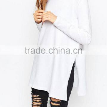 Wholesale Newly Cotton Hoodies Without Hood O-neck Side Open Casual Blank Plain Dyed for Women Sweatshirt China Supplier photo-3