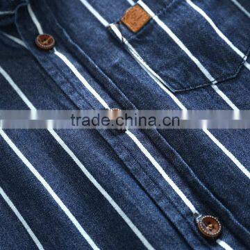 S33452W Children Cotton Long Sleeve Baby Striped Pure Color Jean Shirts photo-4
