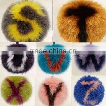 Myfur Customized 26 English Letters Fox Body Fur Made Lady Bag Charm Keychain photo-4