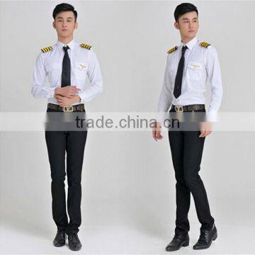 Juqian Custom Good Quality Long Sleeve Pilot Shirt,Man Airline Uniform,White Mens Airline Pilot Unform Shirts photo-4