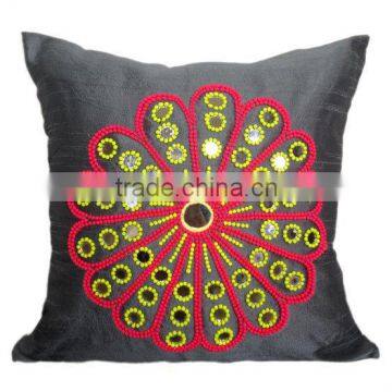 Grey Mandala Pillow, Neon Beads Pillow, Grey Decorative Pillow, Grey Neon Pillow, Grey Throw Pillow, , Grey Beaded Pillow photo-4