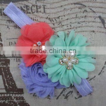Fashionable Toddler Soft Chiffon Fabric Flowers Headband Good Quality photo-3