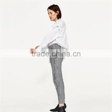 Spring Women Soft Slim Gingham Trousers photo-3