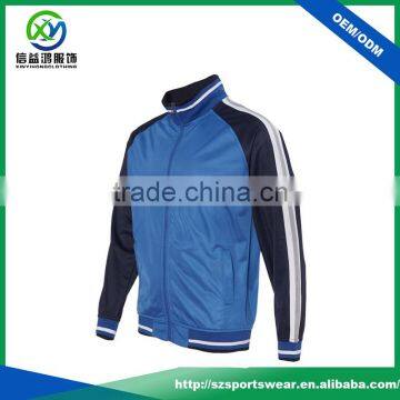 Fashion design contrast color knit splicing cuff full-zip man jacket with your brand name