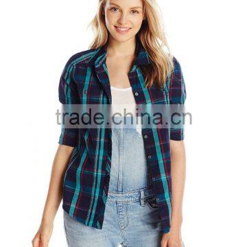 100% Cotton Long Sleeve Plaid Check Shirt/blouse photo-3