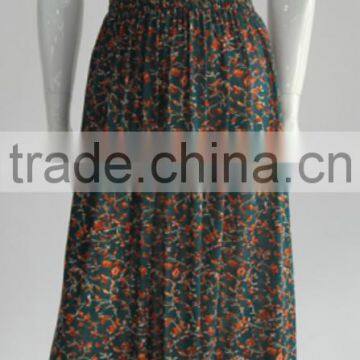 Ethnic printed chiffon new style sleeveless fashion lady dress