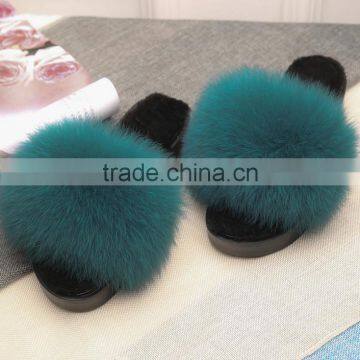 Fashionable 2017 Customized Size 100% Fox Fur Slippers for Ladies photo-2