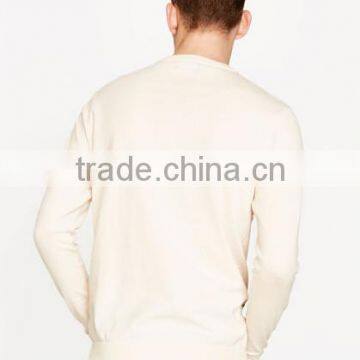 Mens Plain White Long Sleeve Animal Print Pullover Sweater for Wholesale photo-3