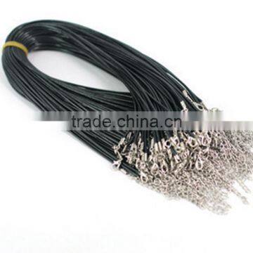 2mm Black Wax Leather Cord Necklace Rope Lobster Clasp DIY Jewelry Accessories