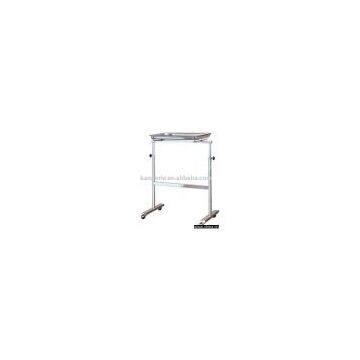 Stainless steel trolley with double-arm tray support (surgical table)