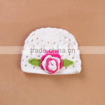 2014 baby girl crochet flower hats white hat with flower