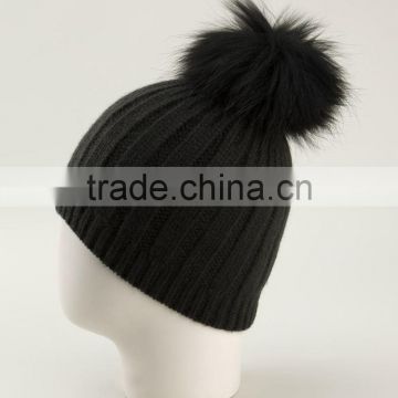 YR408 2015 warm Winter knit wool hat with ball on top