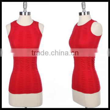 Ladies' fashion newest high quality seamless colorful tank top red color