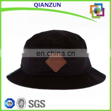 Custom Black Bucket Hat/Buy Bucket Hat With Leather Patch