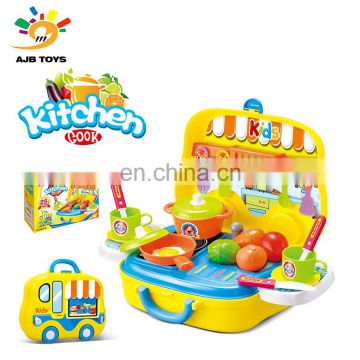 Low price high quality cheap plastic kids kitchen case dinner set toy