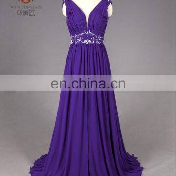 Best Quality Wholesale ZZ-E007 Chiffon Handmade Beaded And Ruching Women Dress 2017