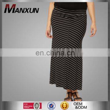 High quality new fashion women striped maxi skirt black and white striped skirt