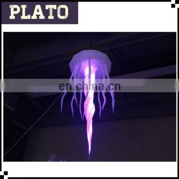 LED purple light air blown ceiling hanging inflatable jellyfish scaleph