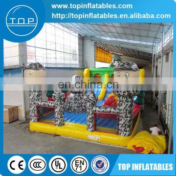 Fun cartoon theme castle,camouflage inflatable entertainment city
