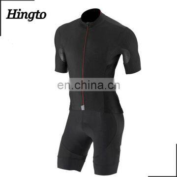 Plain black color men 100% polyester sublimated dri fit bike suit cycling jersey and bib short set wholesale