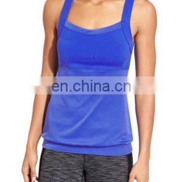 royal blue strappy back yoga wear woman spaghetti strap tank top