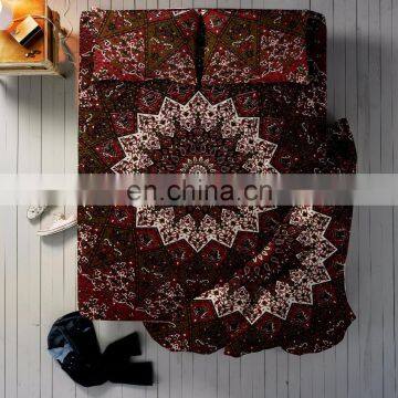 Maroon Star Mandala Duvet Cover Bed sheet With 2 Pillow Cover full Set Queen Size Bedding Full Set