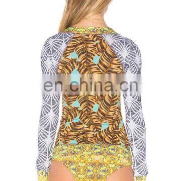 2017 Custom Made Upf Protection Sublimation Printed Women Long Sleeve Rash Vests photo-3