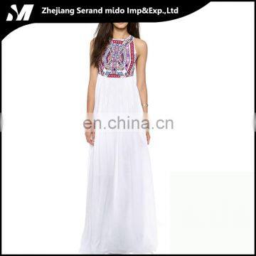 Ladies White Flowing Western Elegant Comfortable Digital Printing Jumper Skirt