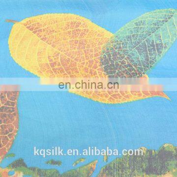 100% Silk Georgette With Colorful Leaves Pattern photo-2