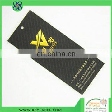 Luxurious design paper hangtag emboss custom garment tag