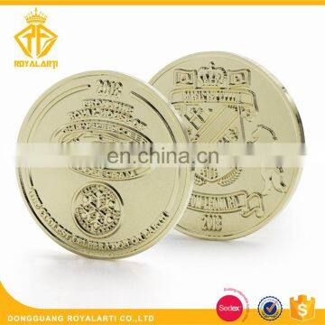 2018 New Design Custom Logo Shinny Gold Coin