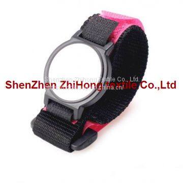 Hook and loop fastener tapes sewn nylon webbing wrist watch binding strap